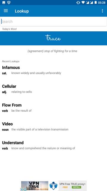Look Up dictionary words search
