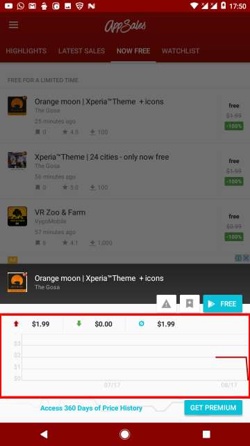 AppSales: Paid Apps price history