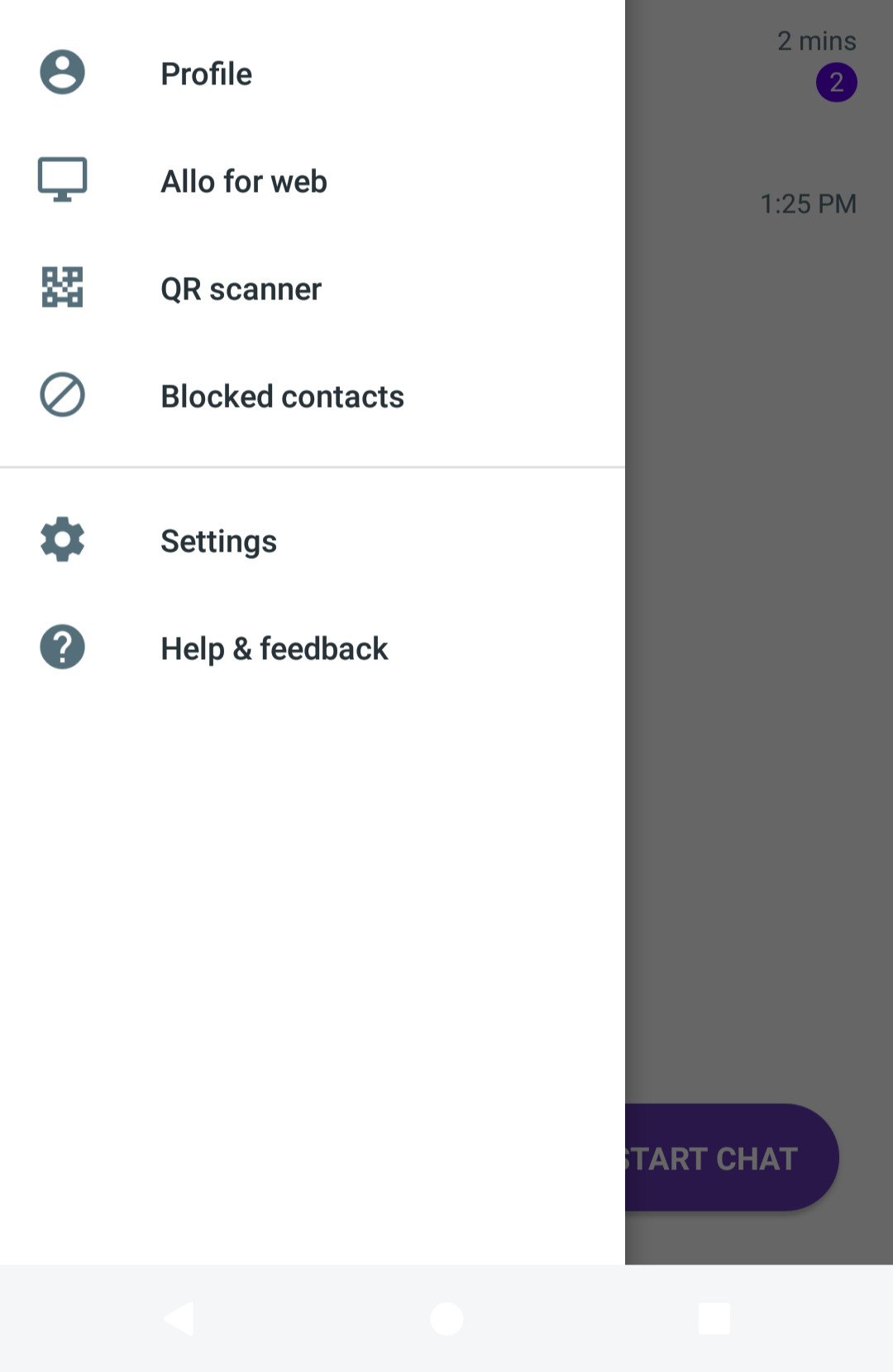 Google Allo app settings