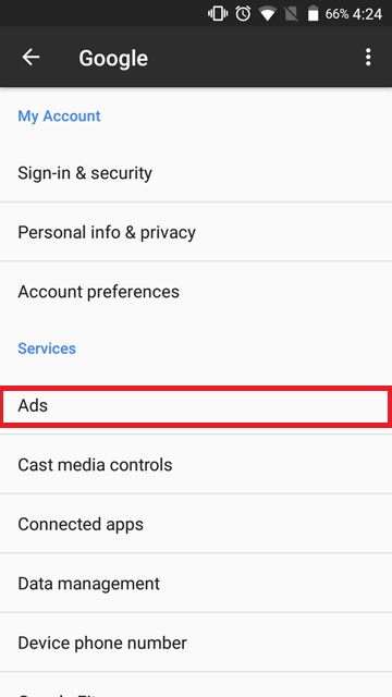 Opt out of ads personalization