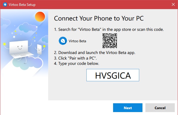 pairing with pc - virtoo