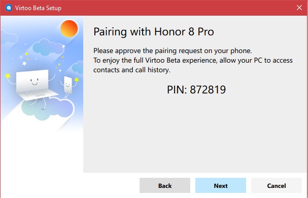 Virtoo - pairing with phone