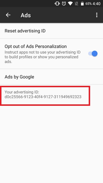 Opt out of ads personalization