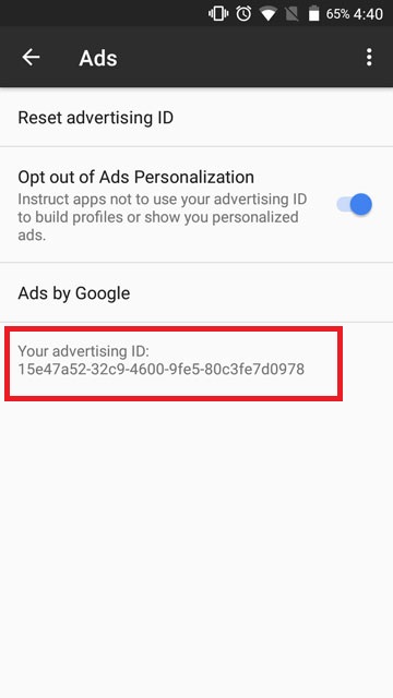 Opt out of ads personalization