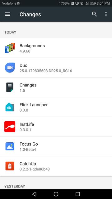 Changes app - unreleased