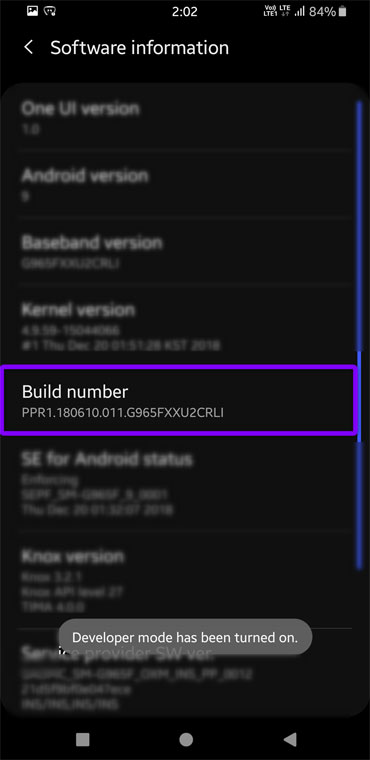 android developer options enabled