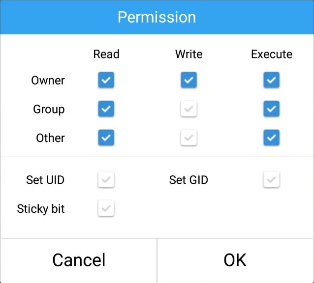 file permission rwz-r-xr-x