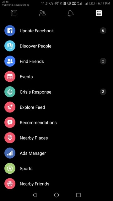 Dark Themed Facebook