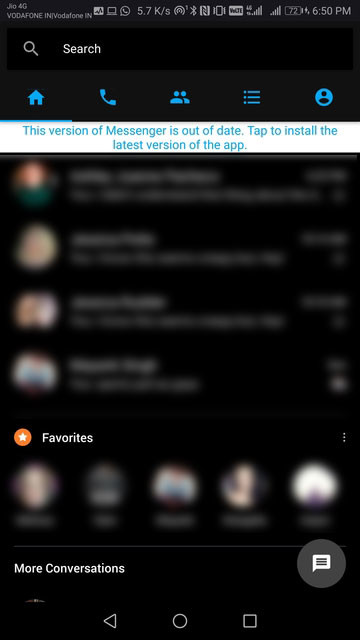 Dark Themed Facebook Messenger