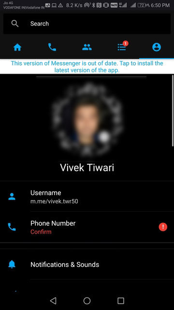 Dark Themed Facebook Messenger
