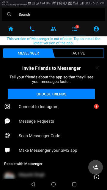 Dark Themed Facebook Messenger