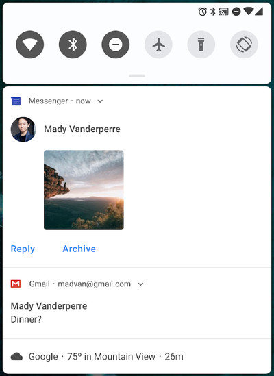 android-p notification panel