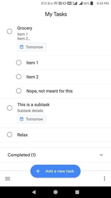 my tasks interface