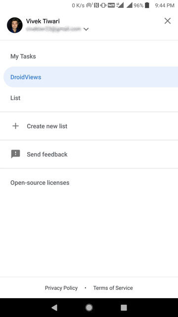my tasks interface