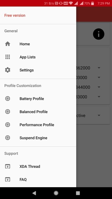 battery profiles settings