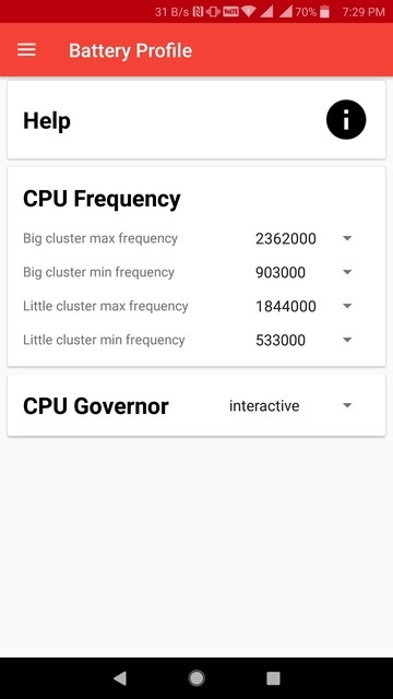 battery profiles settings