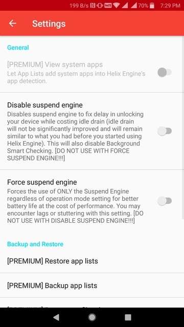 battery profiles settings