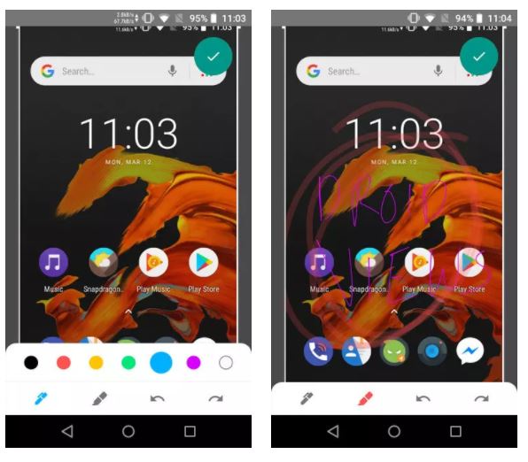 Android P screenshot feature