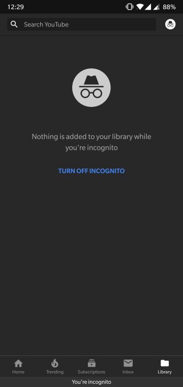 Watch YouTube in Incognito Mode on Android