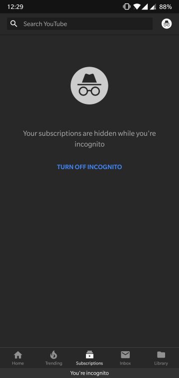 Watch YouTube in Incognito Mode on Android