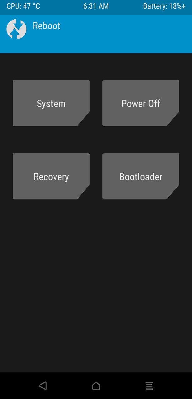 TWRP reboot option