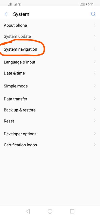 system navigation