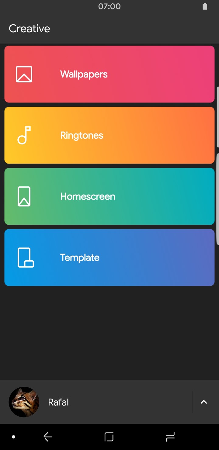 Creative App Home Dark
