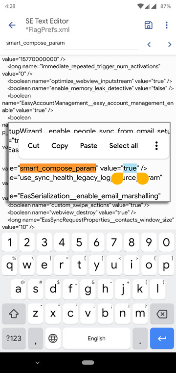 edit gmail app confiruration