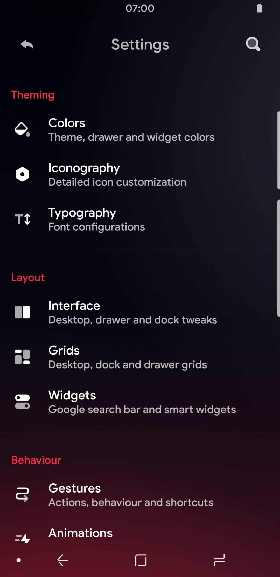 Hyperion Launcher Settings