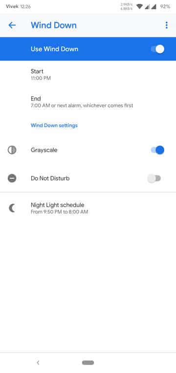 Digital Wellbeing wind down