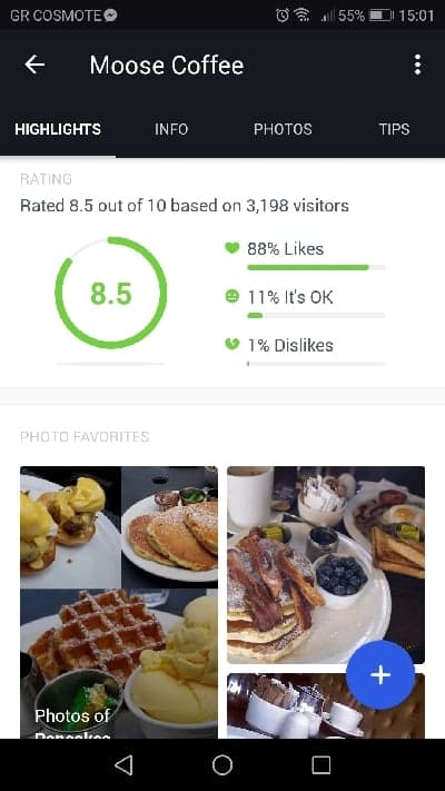 FourSquare restauranr review