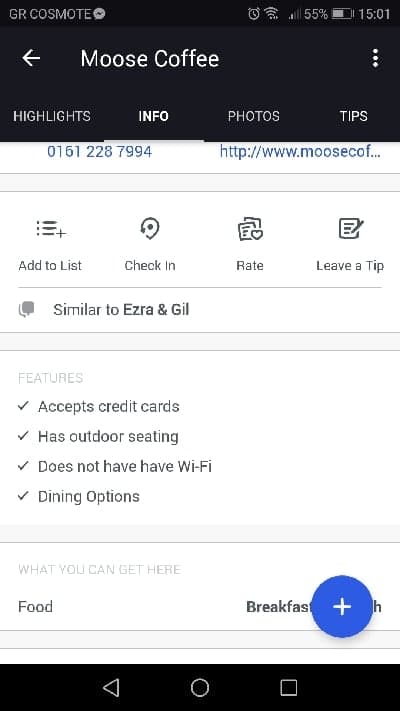 FourSquare Android app