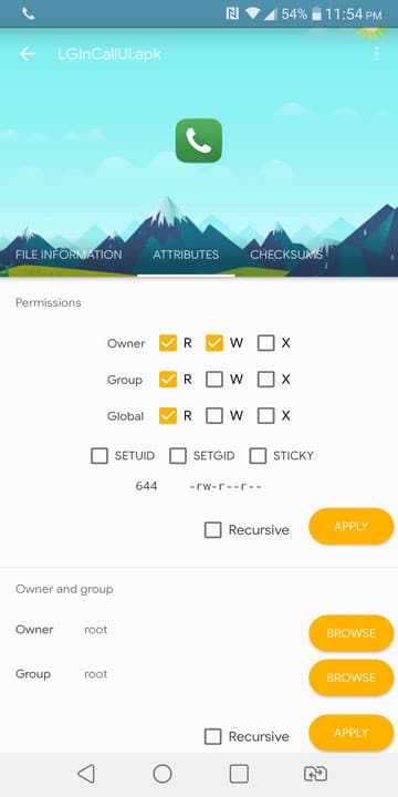 set file permissions