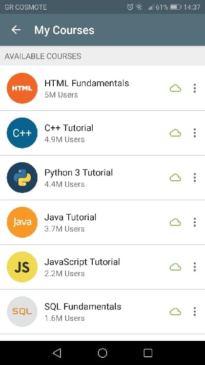 different coding languages in SoloLearn