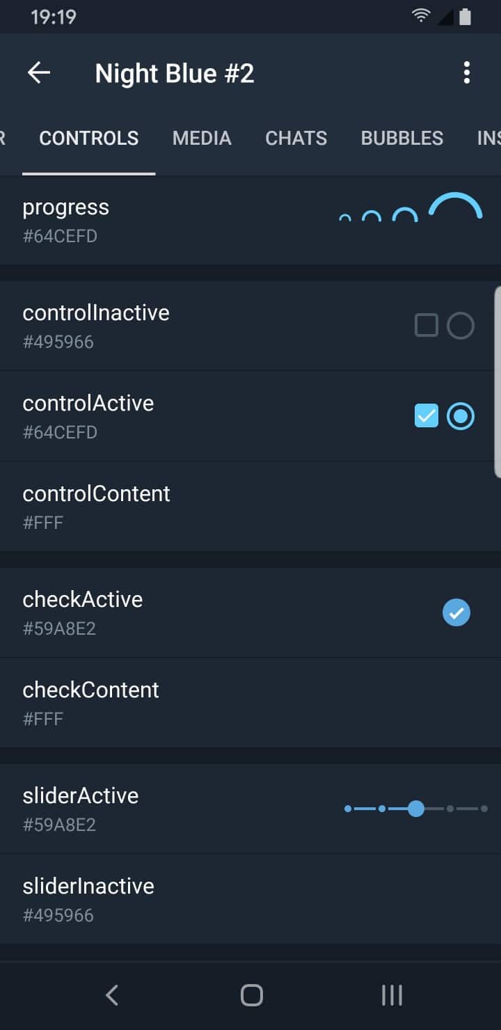 Telegram Theme Creator Controls