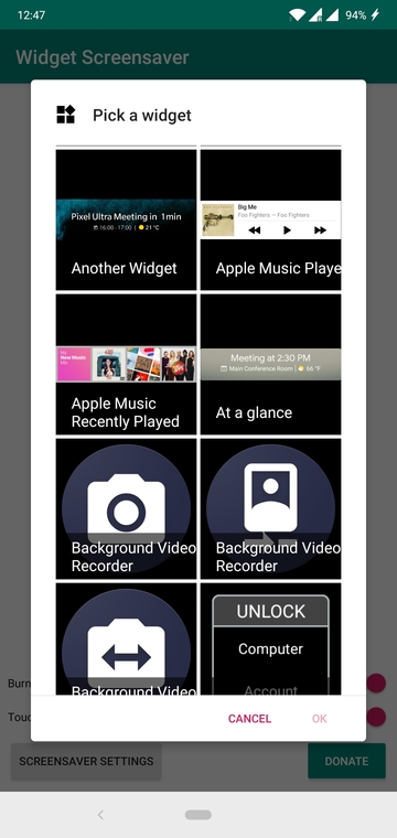Use Widgets as Screensaver