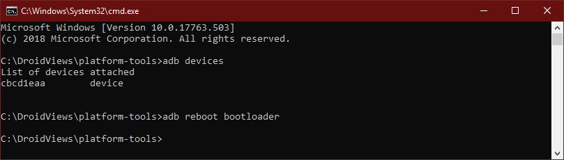 adb reboot bootloader