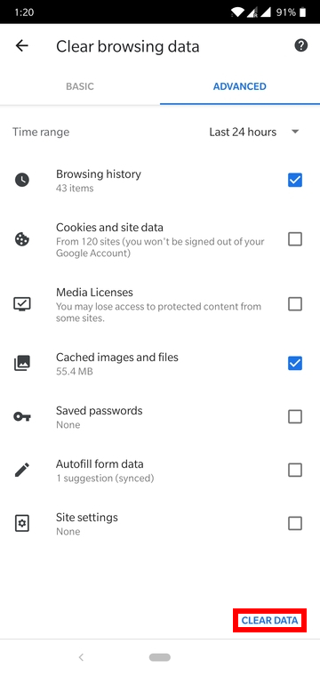 How to Clear Cache and Browser Data in Google Chrome for Android