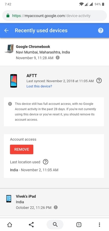 log out of android devices remotely