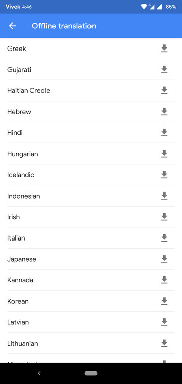 google translate offline language