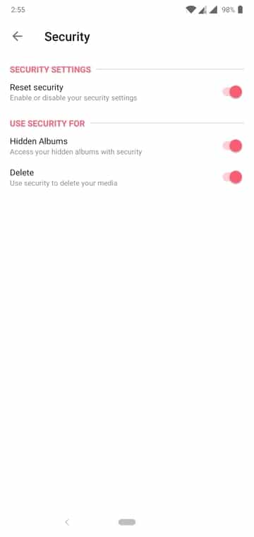 Memoria secret vault settings