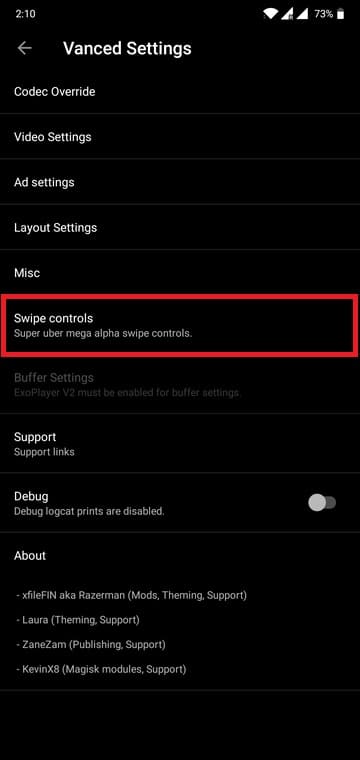 YouTube gesture controls