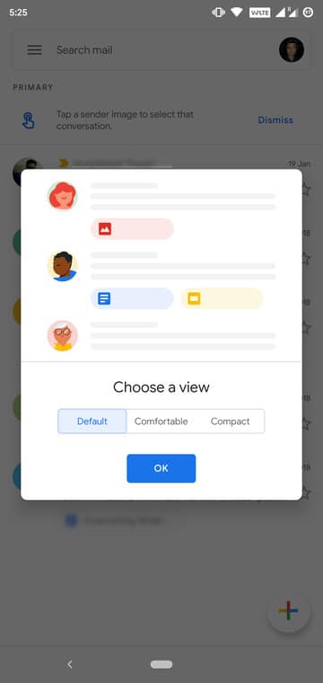 Gmail update choose view