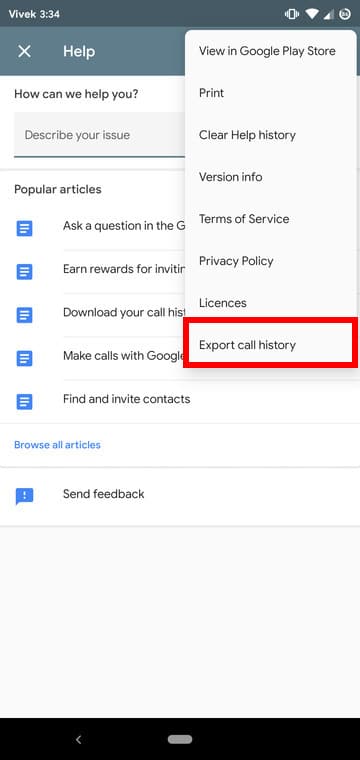 Call history download