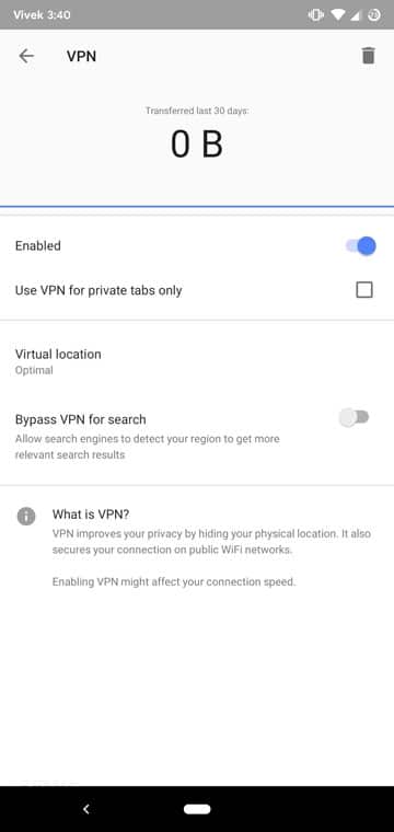 Browser with built-in VPN