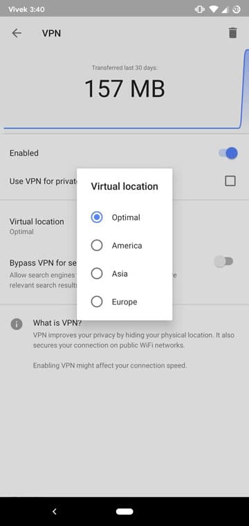 Browser with built-in VPN