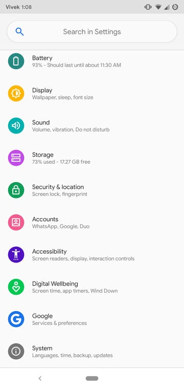 settings page
