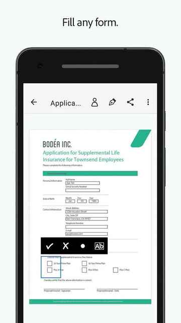 Adobe sign and fill form