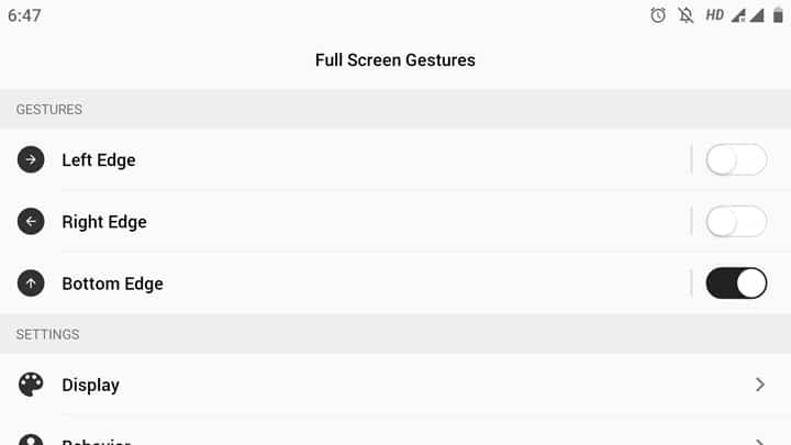 Full Screen Gestures