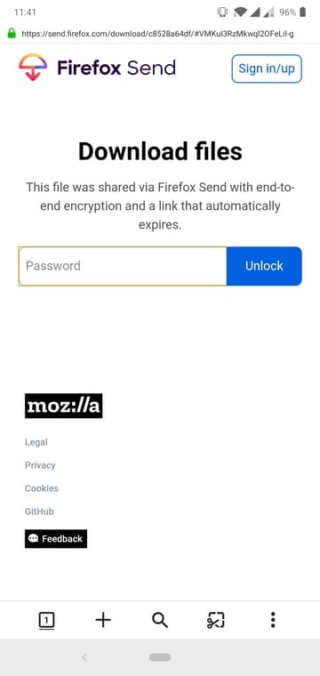 enter password to unlock files